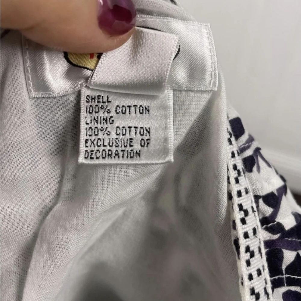 Talbots tiered floral skirt bands of embroidery Navy White sz 18 - Picture 4 of 6